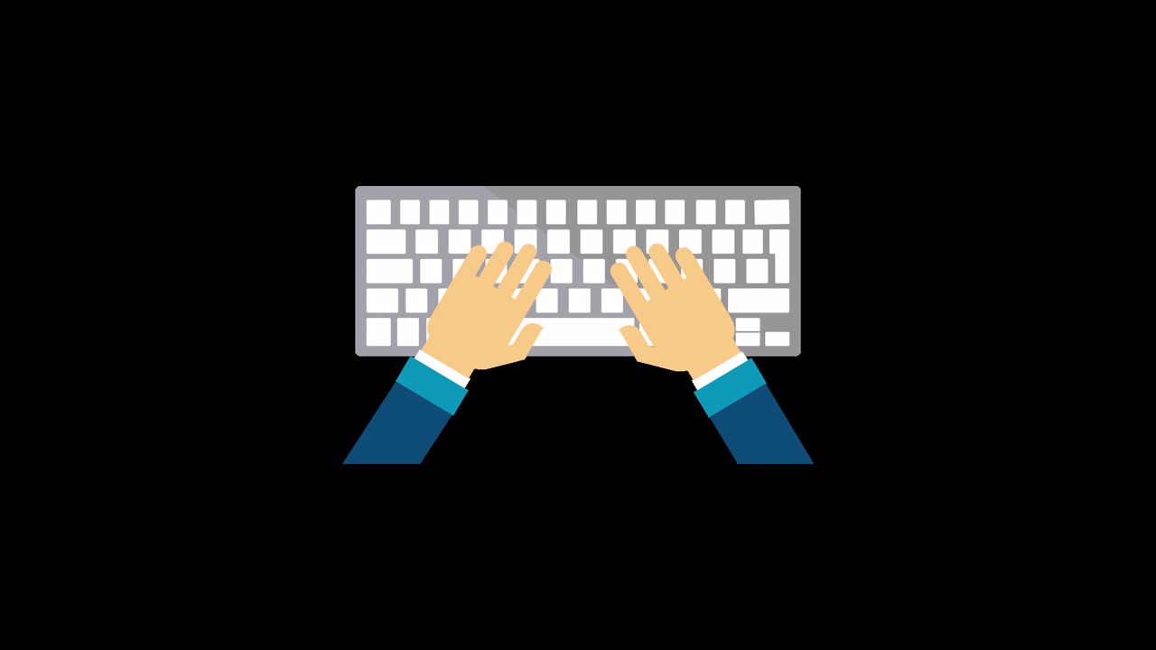 Animated Hands Typing on a Computer Keyboard