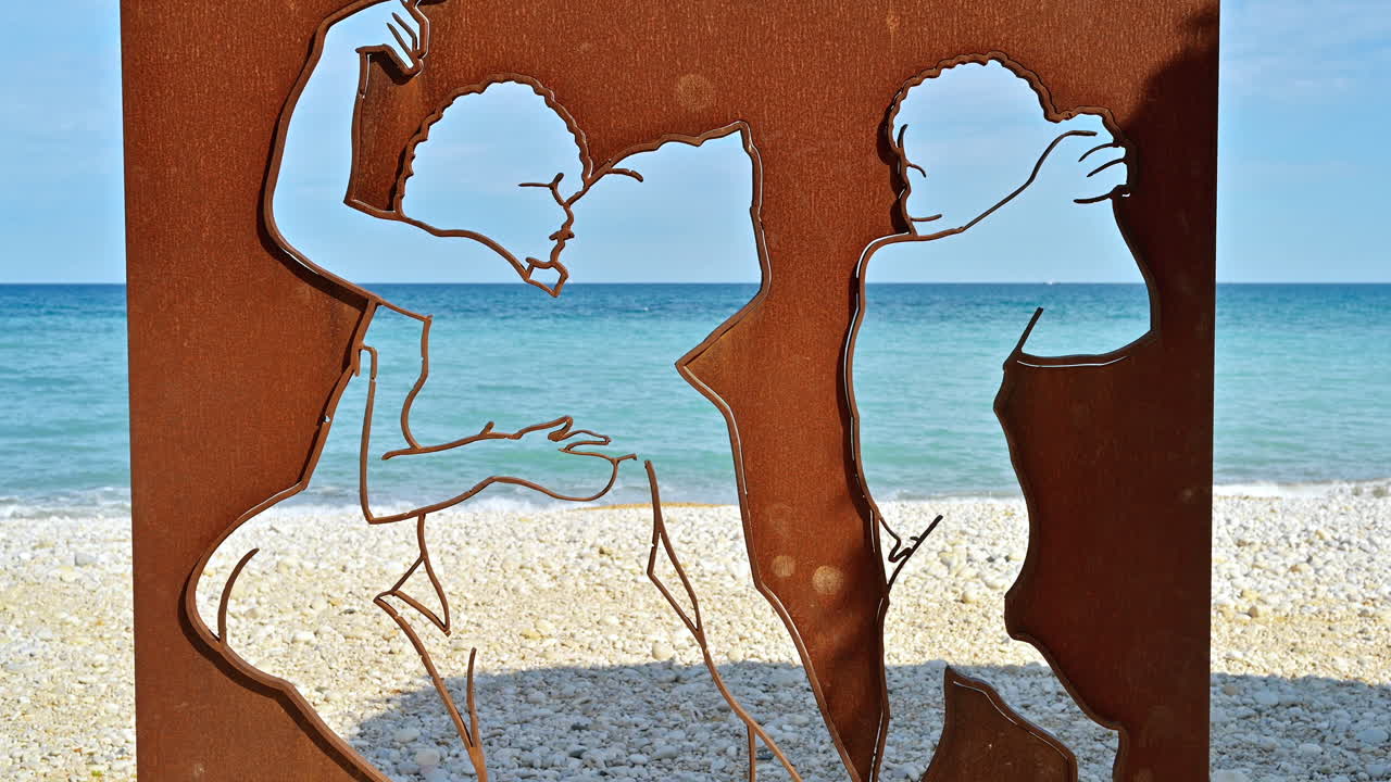 Metal cut out on the beach in Altea, Spain
