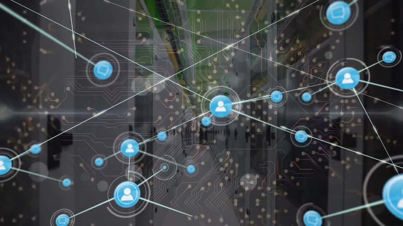 서버  ⁇ 을 통한 연결 네트워크의 애니메이션