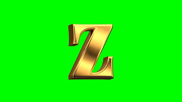 Lettera Z dorata che ruota su schermo verde