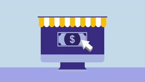 compras en línea de computadora clic regalo dinero marca de chequeo