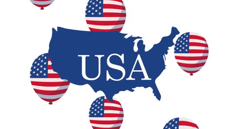 usa map with balloons and american flag design