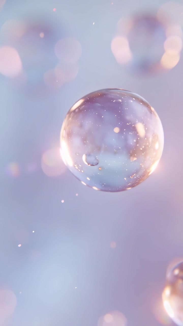 Video verticale: Una sfera centrale fluttua e ruota in studio con scintille, creando un bagliore.