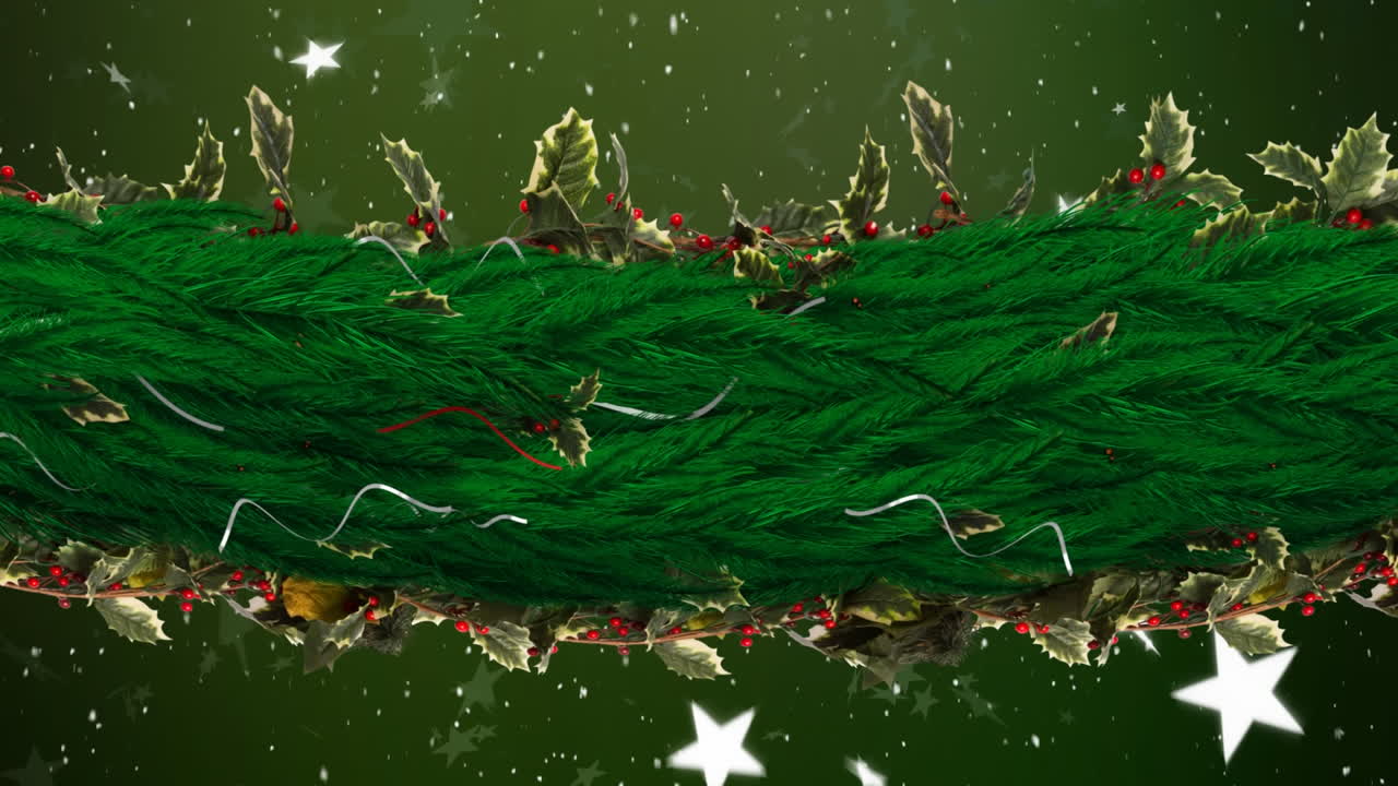 nieve cayendo y decoraciones de navidad