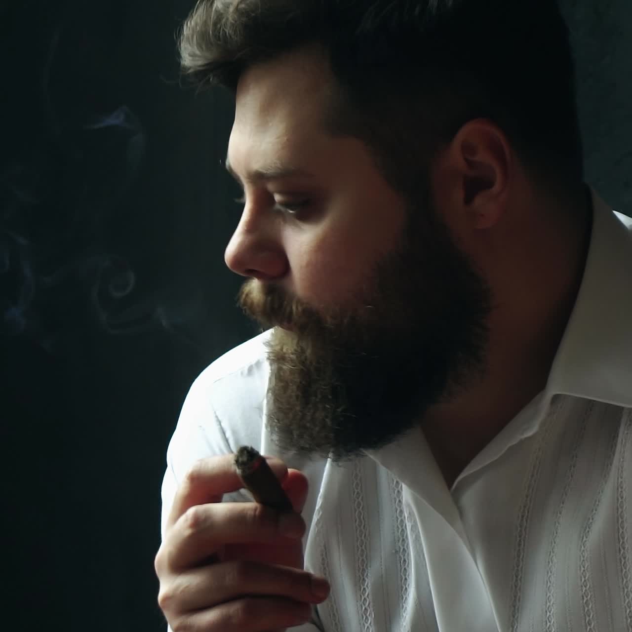 Brutal serious man in studio