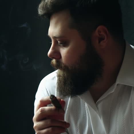 brutal serious man in studio