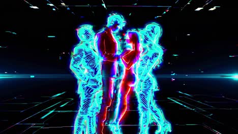 retrato grupal de una pareja de anime cyberpunk