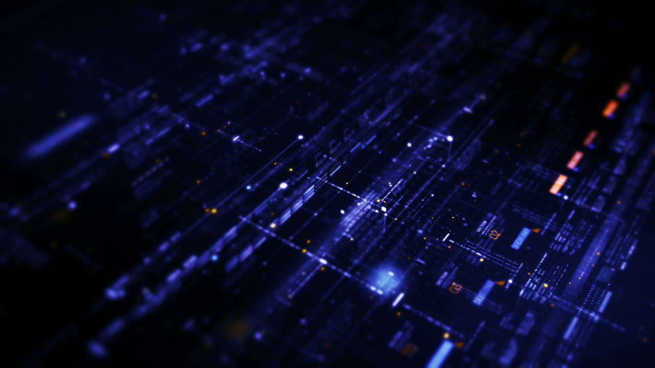 Advanced data matrix simulation UI with cutting-edge digital environment with a dynamic and immersive display of interconnected data matrix information networks systems background