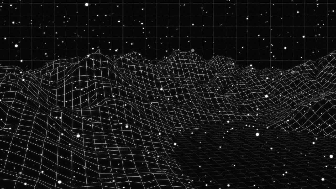 Animation of digital landscape over dark background