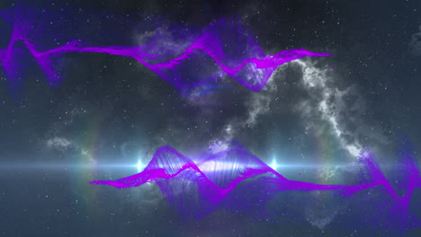 animación de estrellas brillantes y nubes en movimiento sobre el cielo de las noches oscuras