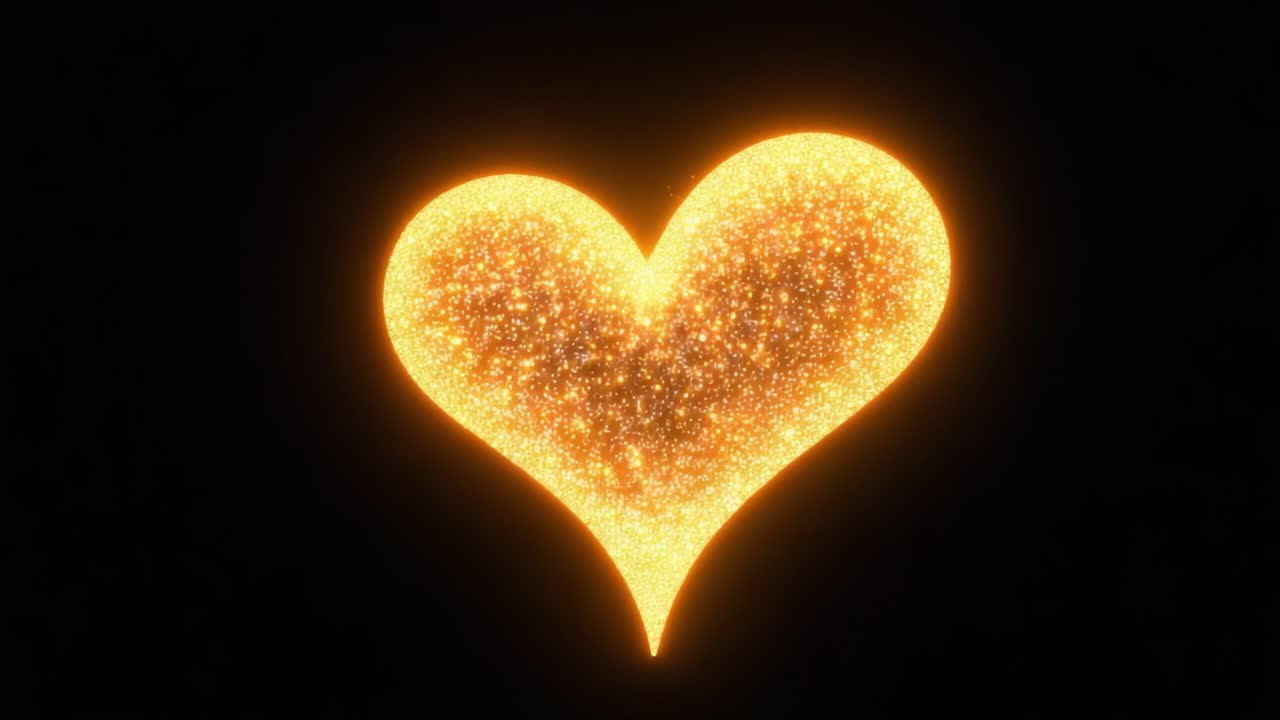 A Captivating Display of Golden Sparkles Forming a Heart Shape, Symbolizing Love, Emotion, and Connection in a Beautifully Crafted Visual Art Form