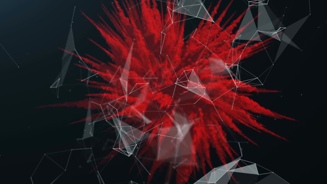 Red explosion of a powder with a plexus.