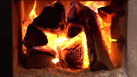 romantic fire burning brightly in small fireplace