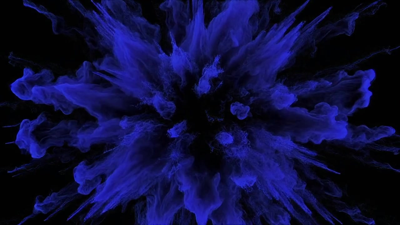 Esplosione di polvere blu su sfondo nero