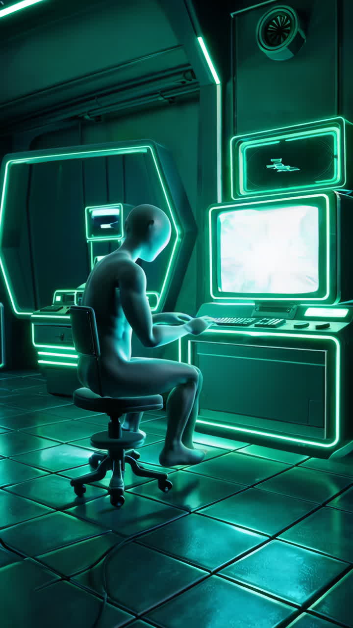 Futuristic CyberPunk Computer Room