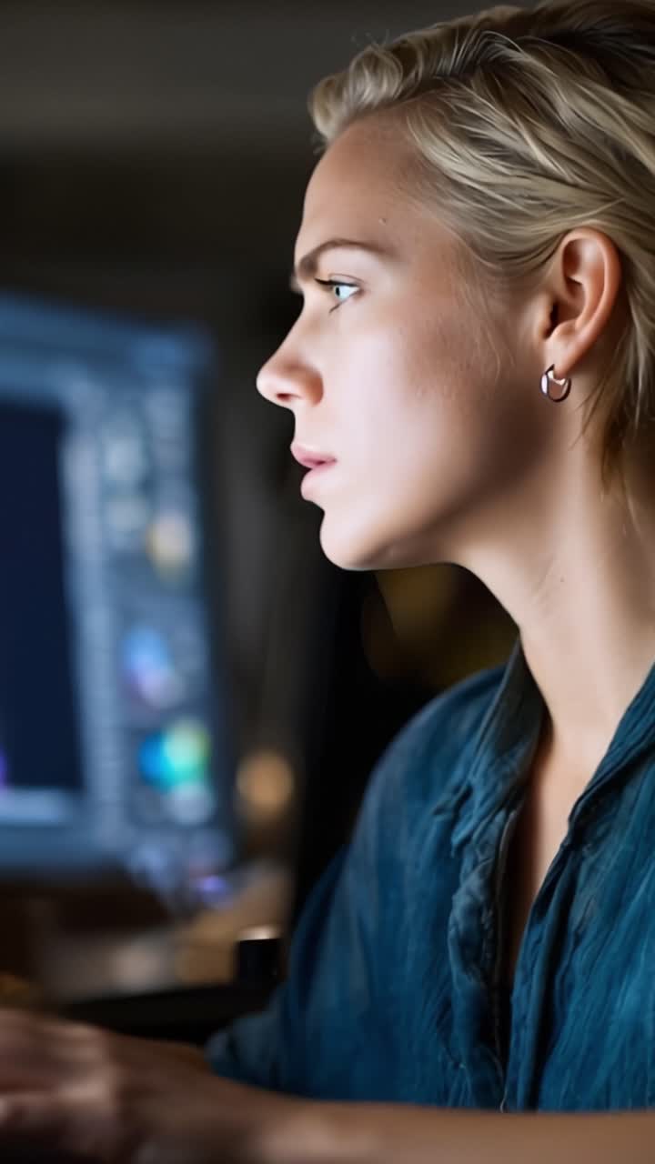 Individuo concentrato impegnato in un lavoro creativo, immortalato in due inquadrature che evidenziano intensa concentrazione ed espressione artistica in un ambiente in penombra
