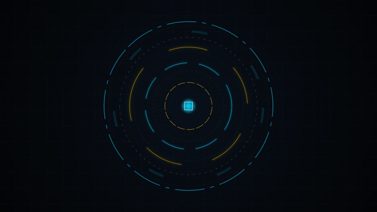 Abstract Digital HUD Interface with Rotating Circular Elements