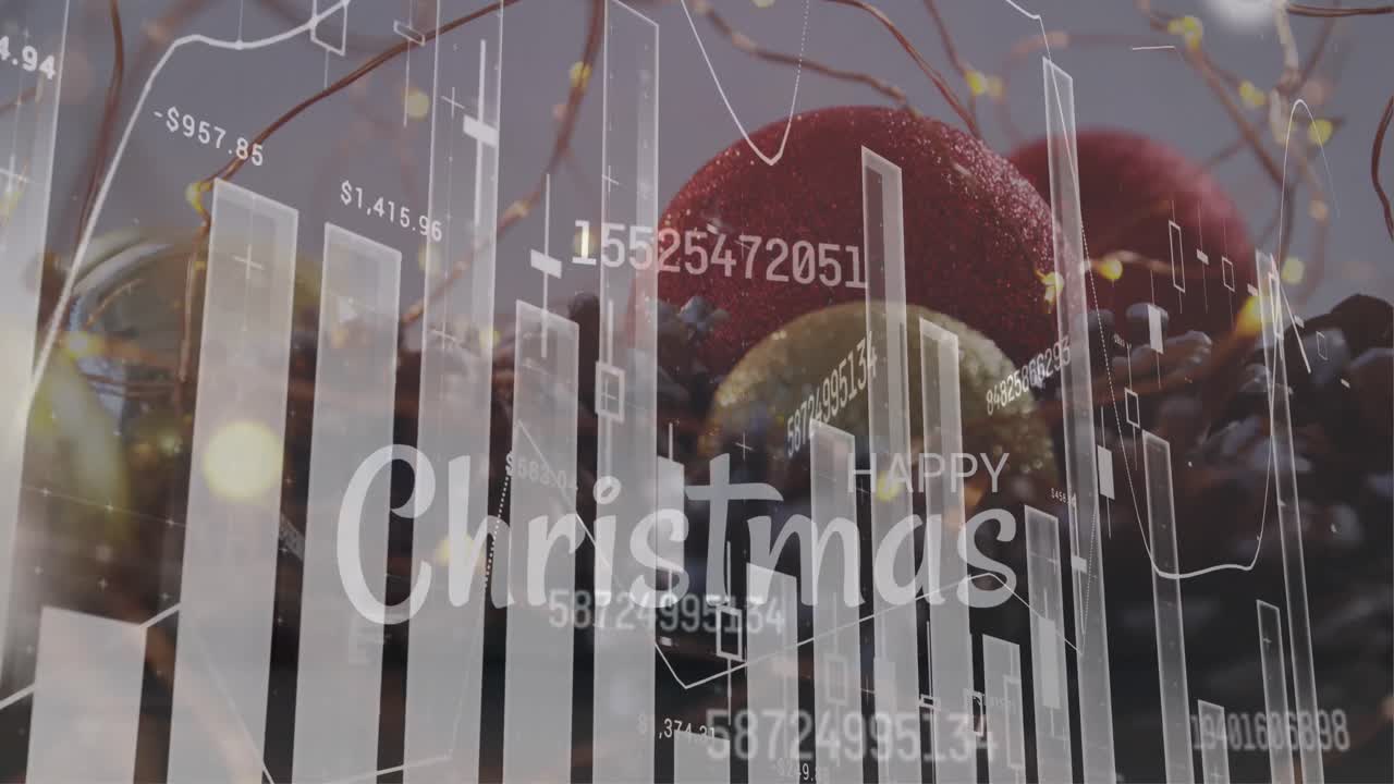 크리스마스 텍스트와 장식에 대한 데이터 처리 애니메이션