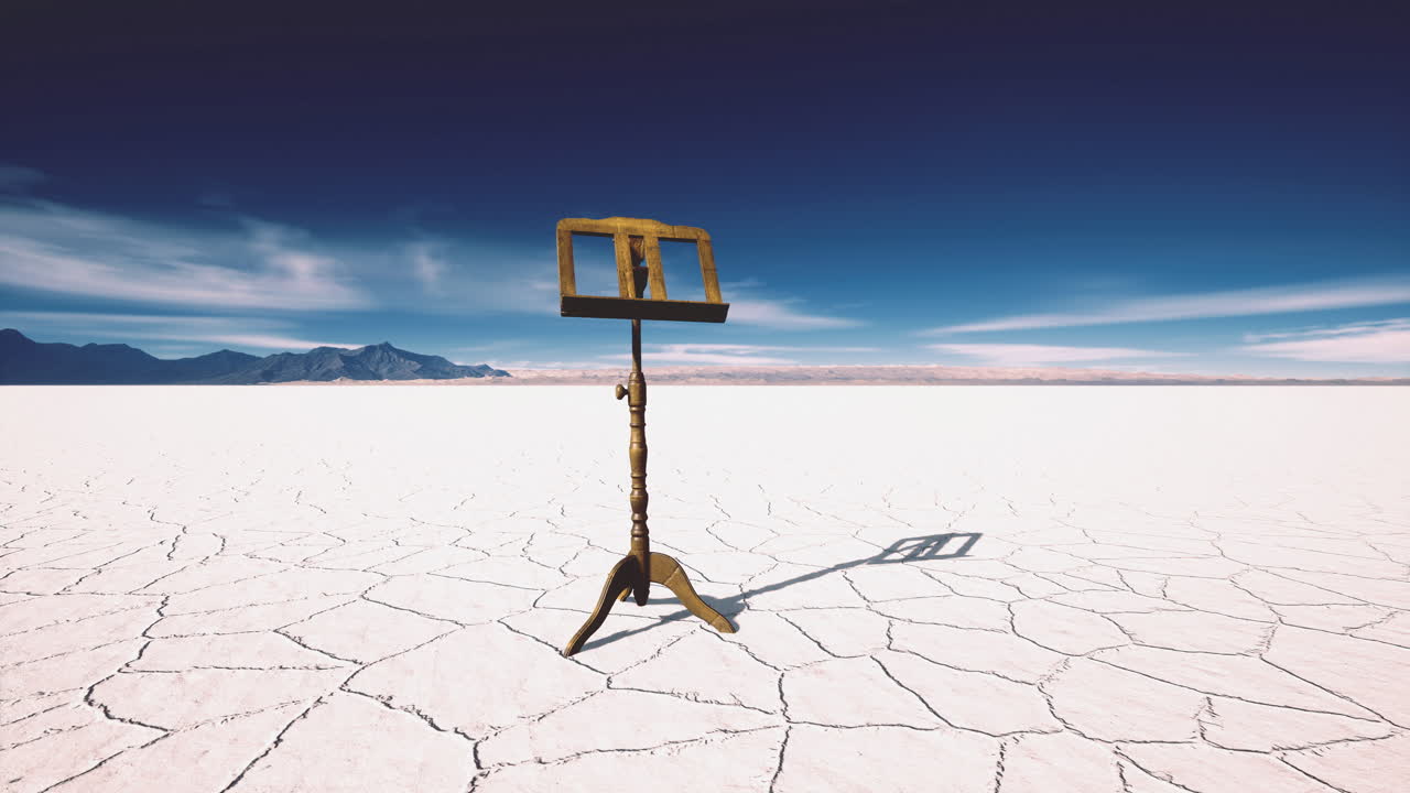 파란 하늘 아래 은  땅과 함께 황량한 풍경에 서