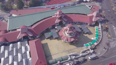 cinematic aerial revealing shot of zeleni venac market in belgrade