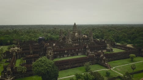 a close aerial shot of angkor wat