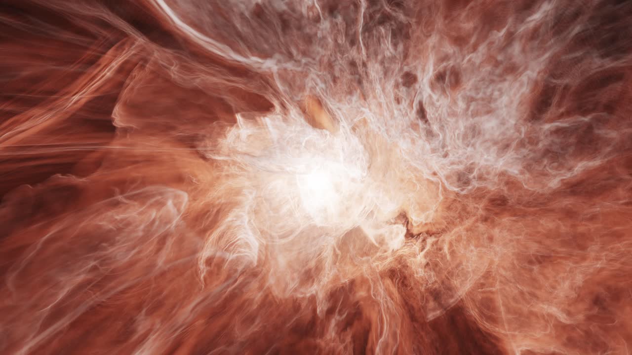 tormenta de viento solar de supernova rojo anaranjado ardiente, núcleo interno de la estrella del espacio profundo quema bengalas de plasma - bucle sin fisuras