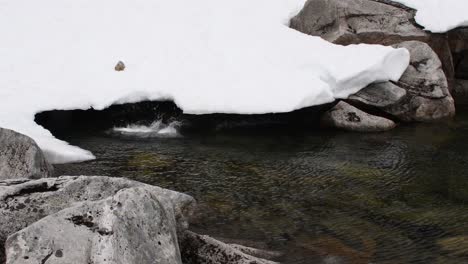 Norwegian-snow-breaking-and-falling-into-natural-river