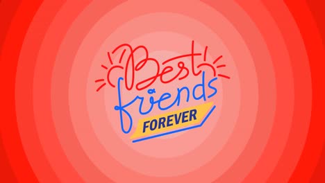 animation of best friends forever text on red background