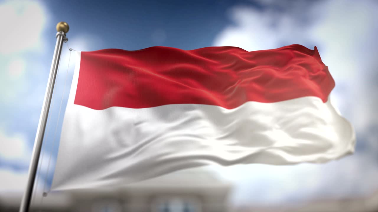 인도네시아 발을 흔들고 있는 느린 동작 3d 렌더링 파란 하늘 배경 - 시엄리스 루프 4k