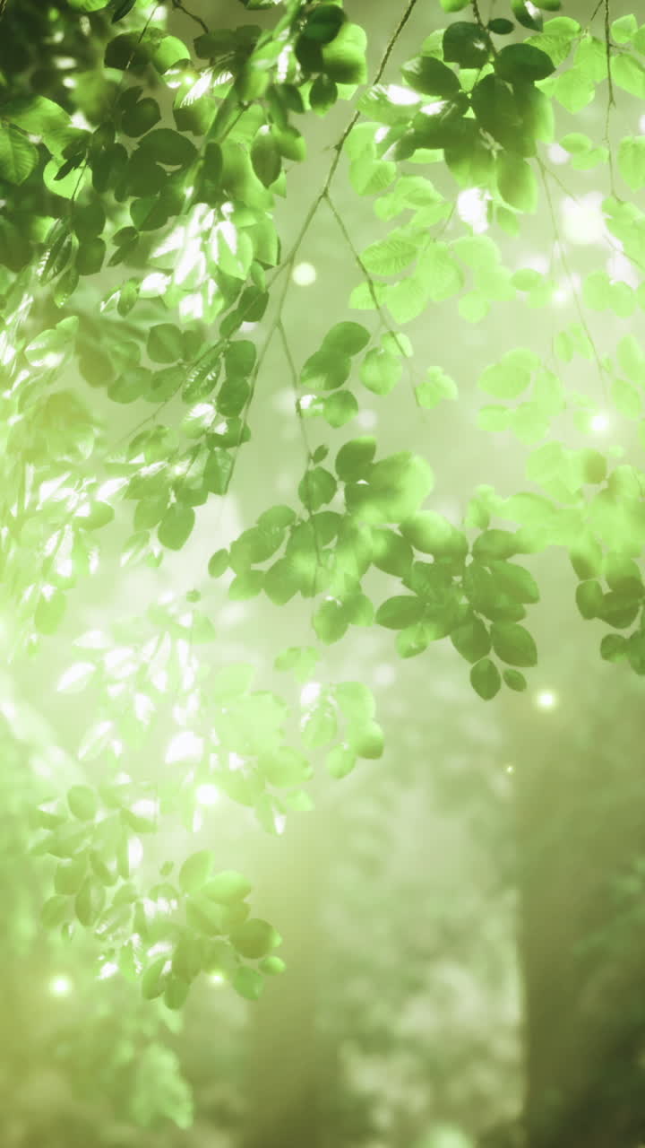 Magical glow of fireflies dancing in a lush green forest at dusk