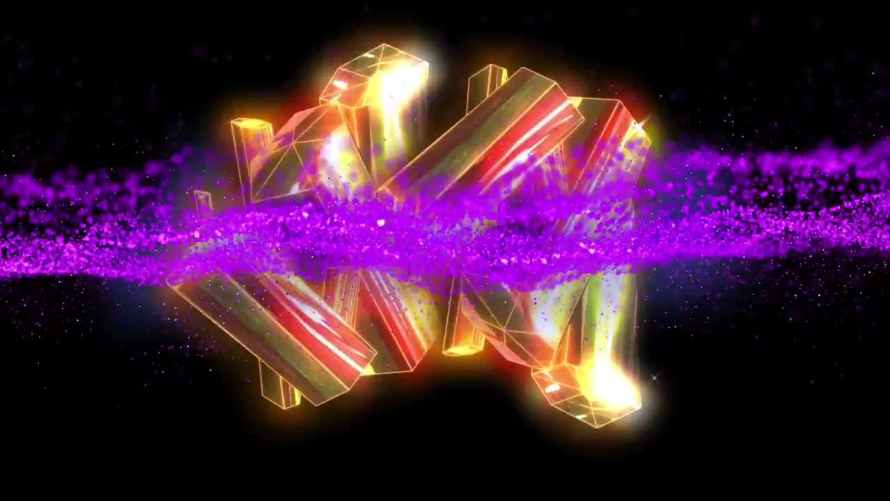 Animazione di glitter e diamanti gialli su sfondo nero.