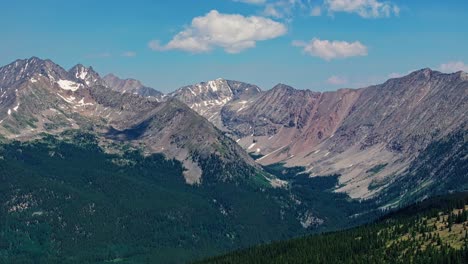 Aerial-of-the-Rocky-Mountains-as-seen-from-Cottonwood-Pass-near-Boulder,-Colorado,-USA