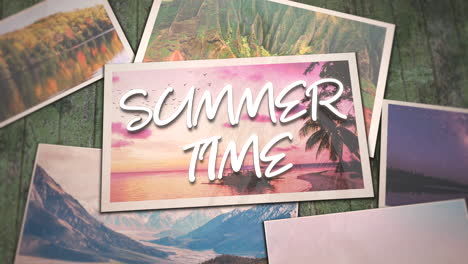 summer time with collage photos with summer landscape in different country