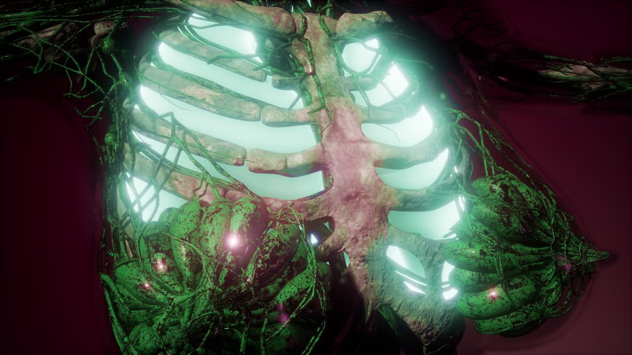 cuerpo humano con pulmones visibles