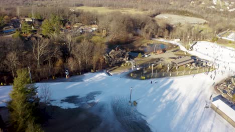 4k aerial drone small ski slope upstate new york