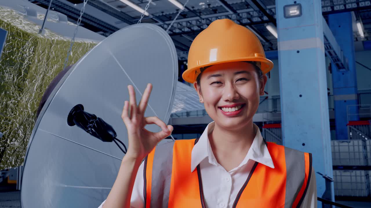 공장에서 웃는 엔지니어