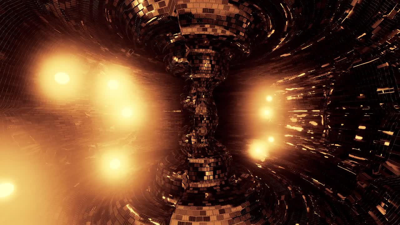 reactor nuclear abstracto con partículas atómicas brillantes y bonitos reflejos ilustración 3d fondo de movimiento papel tapiz en vivo muestra visual bucle vj