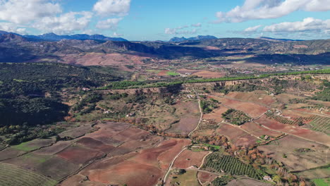 aerial view ronda valley green fields