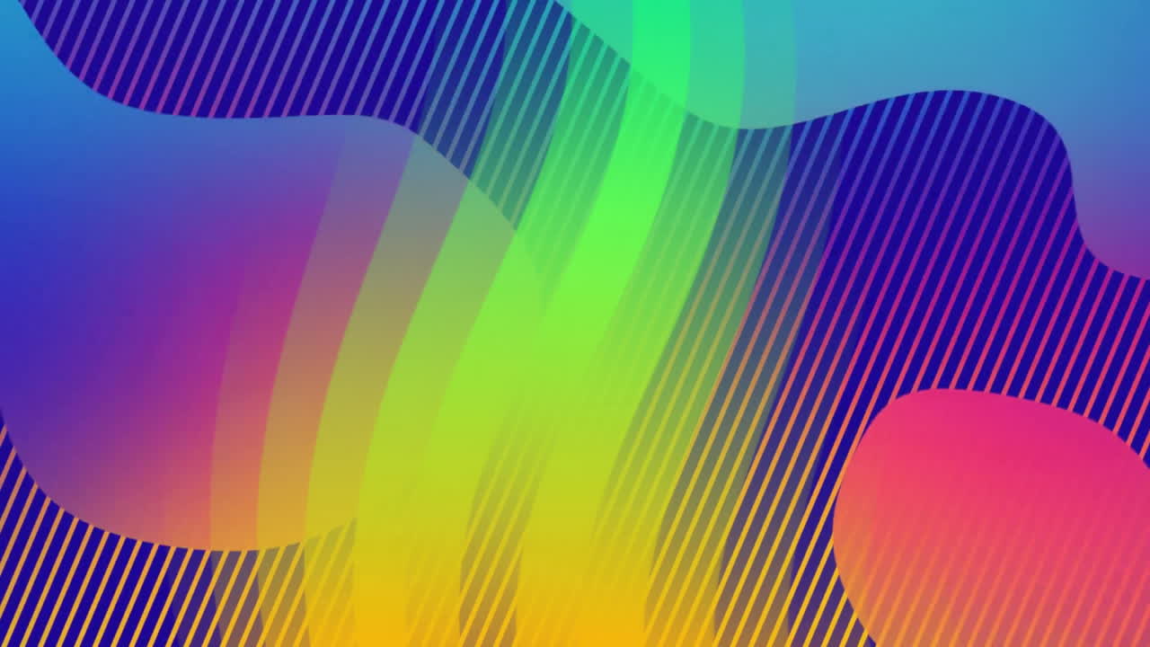 Animation af levende abstrakte former, der bevæger sig på neonbaggrund