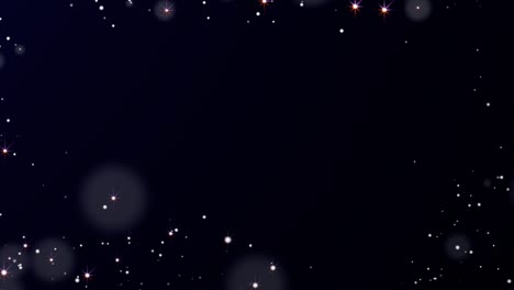 particulas de brillo en el marco. partículas de bokeh y estrellas con espacio libre. animación de bucle