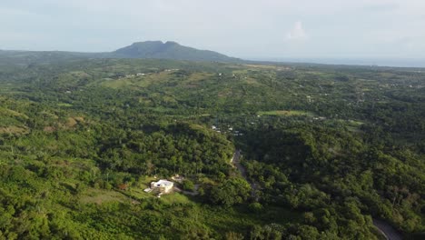 aerial view of the green landscape around tubagua in the northern mountain range near puerto plata in the dominican republic