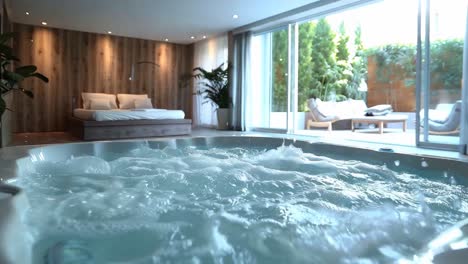 luxury spa bedroom with hot tub
