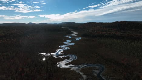 meandering water in ulster heights wetlands in new york, usa