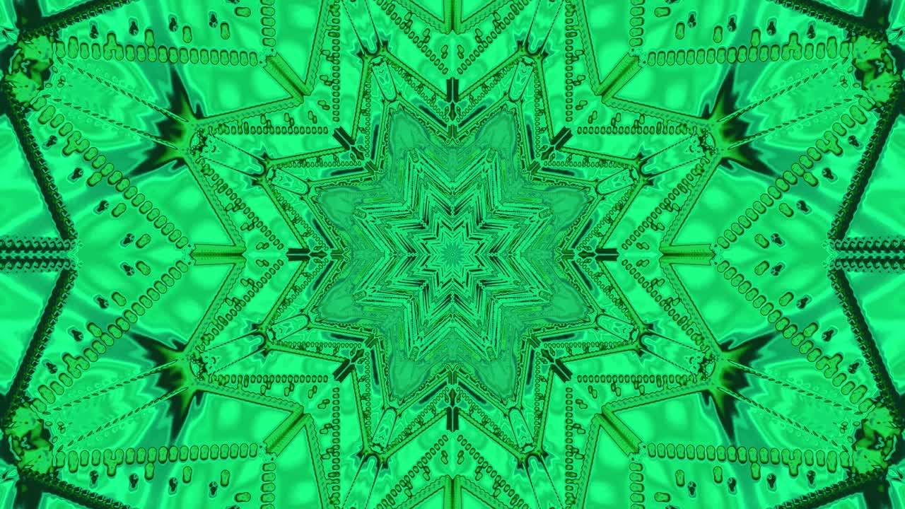 This dynamic screensaver showcases an intricate design of vibrant green geometric patterns, seamlessly looping to create an immersive visual experience, perfect for entertainment or relaxation