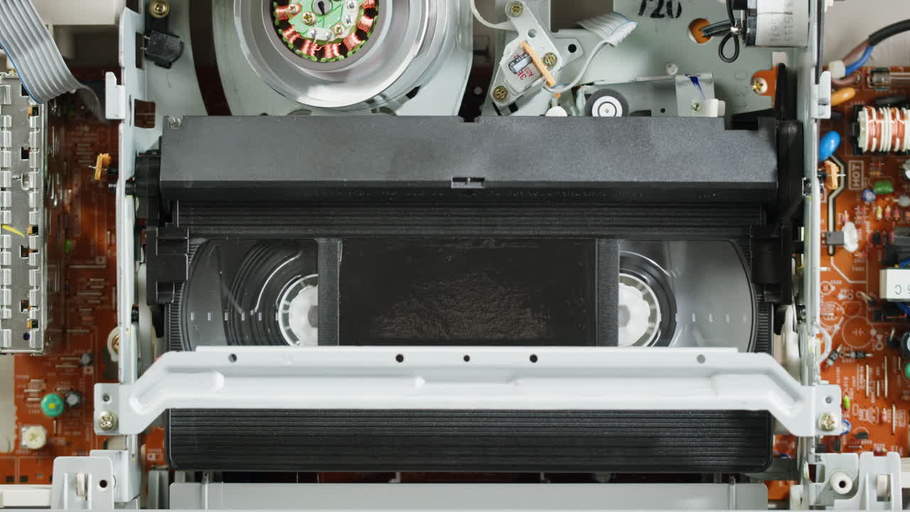 Inside of a vintage VCR