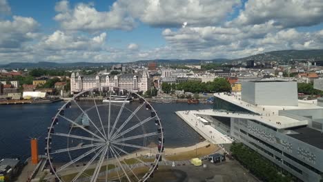 the city of oslo – the opera house photographed from the heights of the munch museum.