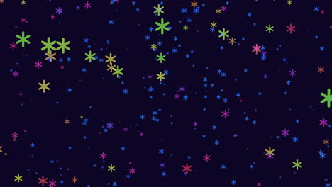 Night-sky-with-random-flying-snowflakes