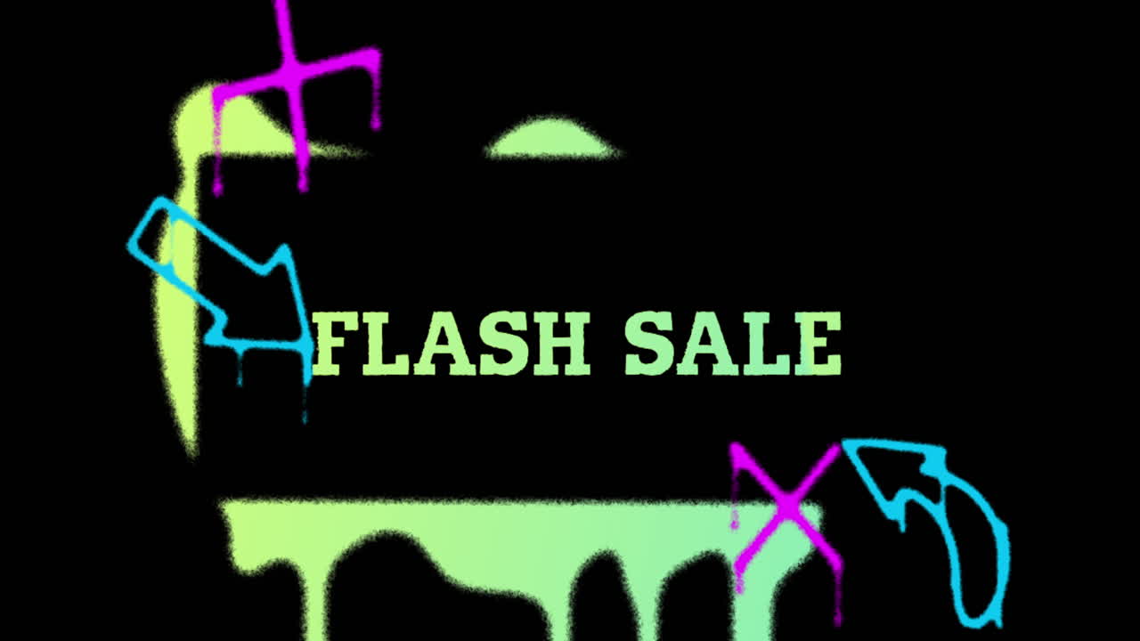 플래시 판매 단어 초록색 페인트로 그림