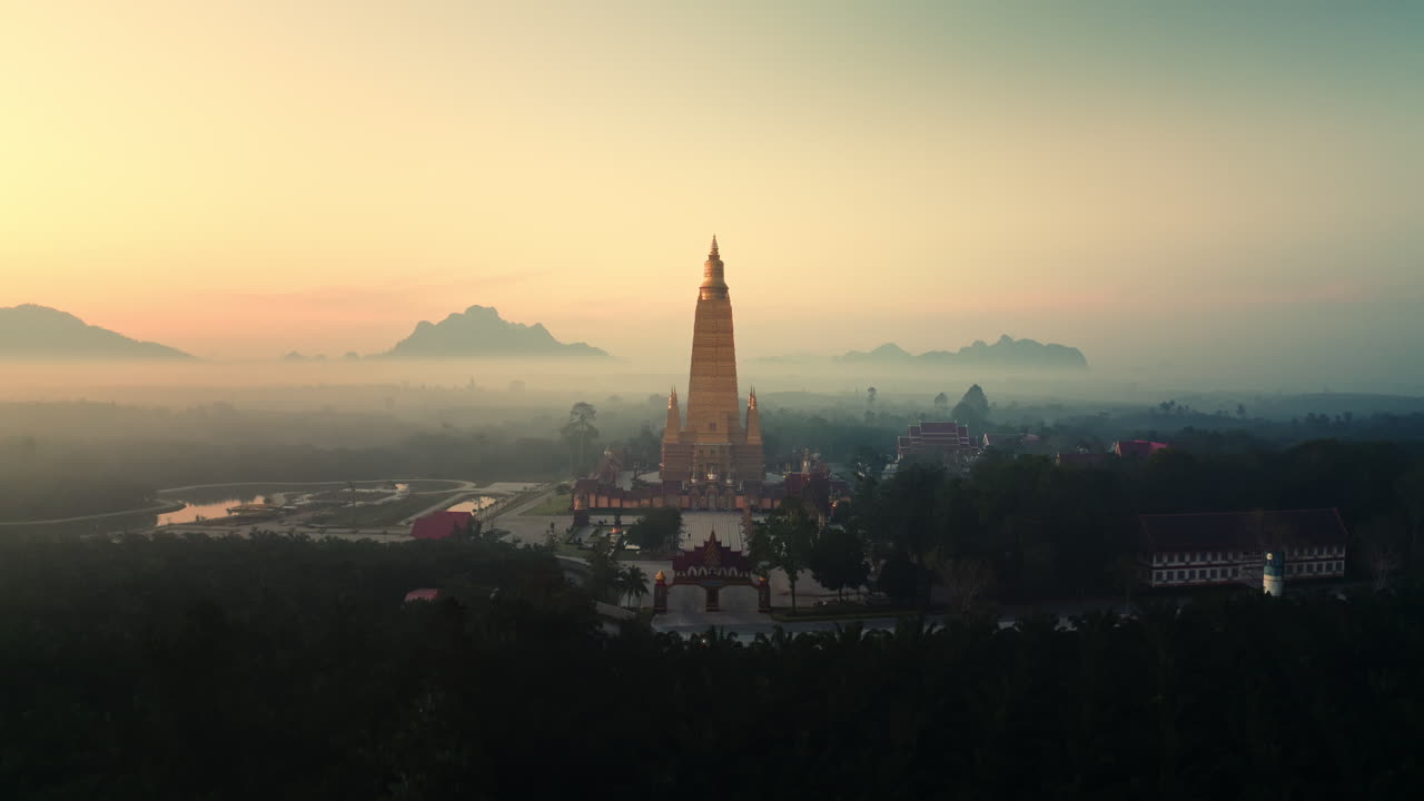 Golden Pagoda at Sunrise, Aerial View