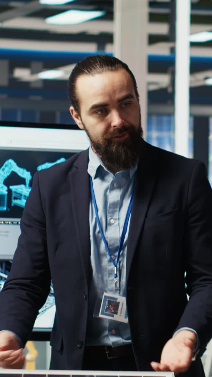 Vertical video Photovoltaics plant researchers conduct performance analysis on solar cells